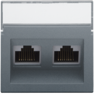 Niko 221-65400 Centraalplaat data 2x RJ schuine uitgang, Alu grey coated