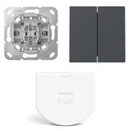 Gira Wipdrukcontact 2-voudig met Hue wandschakelaar module en Rechtstaande serie wippen Antraciet