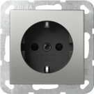 Gira 4453600 Systeem 55 Wandcontactdoos met randaarde 16A 250V met shutter Edelstaal (verhoogde aanraakbeveiliging)