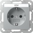Gira 445726 Systeem 55 Wandcontactdoos met randaarde 16A 250V met tekstkader Kleur aluminium