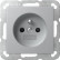 Gira 448526 Systeem 55 Wandcontactdoos met aardingspen CEBEC 16A 250V Kleur aluminium
